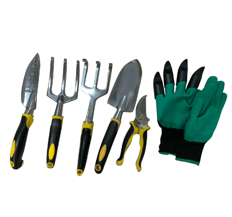 Aluminium alloy garden tool set with gloves